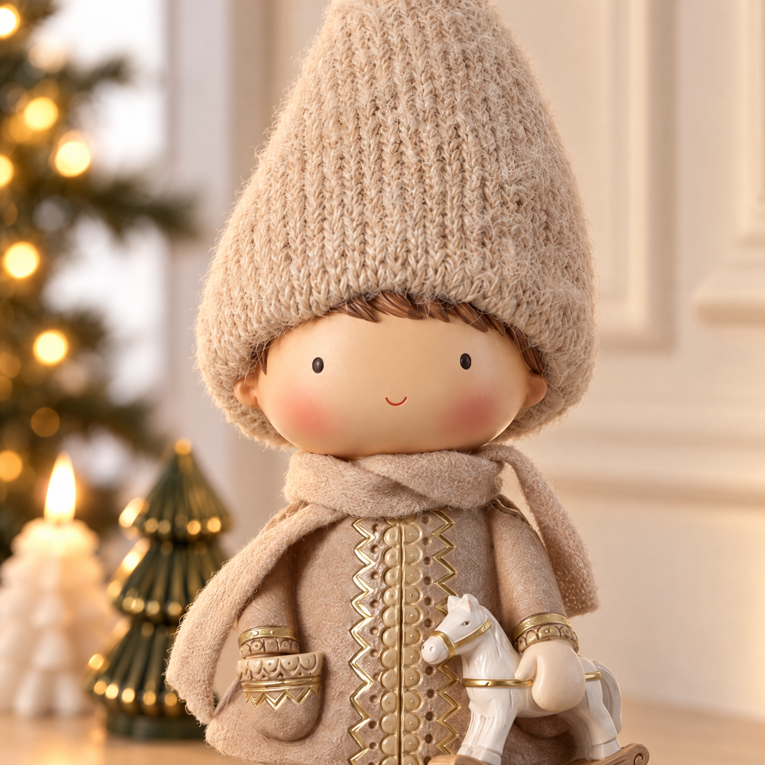 Figurine de Noël Garçon Play 25 cm gris, décoration de Noël à poser, focus produit, Sia Deco