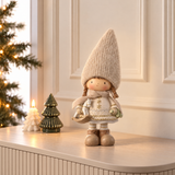 Figurine de Noël Fillette Play 25 cm gris, décoration de Noël à poser, photo d'ambiance, Sia Deco