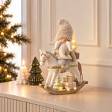 Figurine Père Noël Play avec LED 26 cm gris, décoration de Noël à poser, photo d'ambiance, Sia Deco