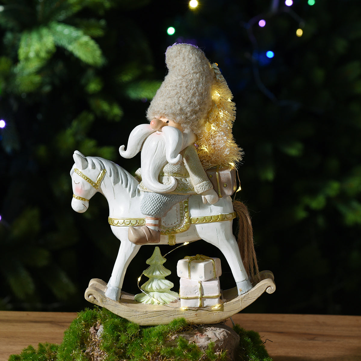 Figurine Père Noël Play avec LED 26 cm gris, décoration de Noël à poser, vue complémentaire, Sia Deco