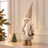 Figurine Père Noël Play 45 cm gris, décoration de Noël à poser, photo d'ambiance, Sia Deco