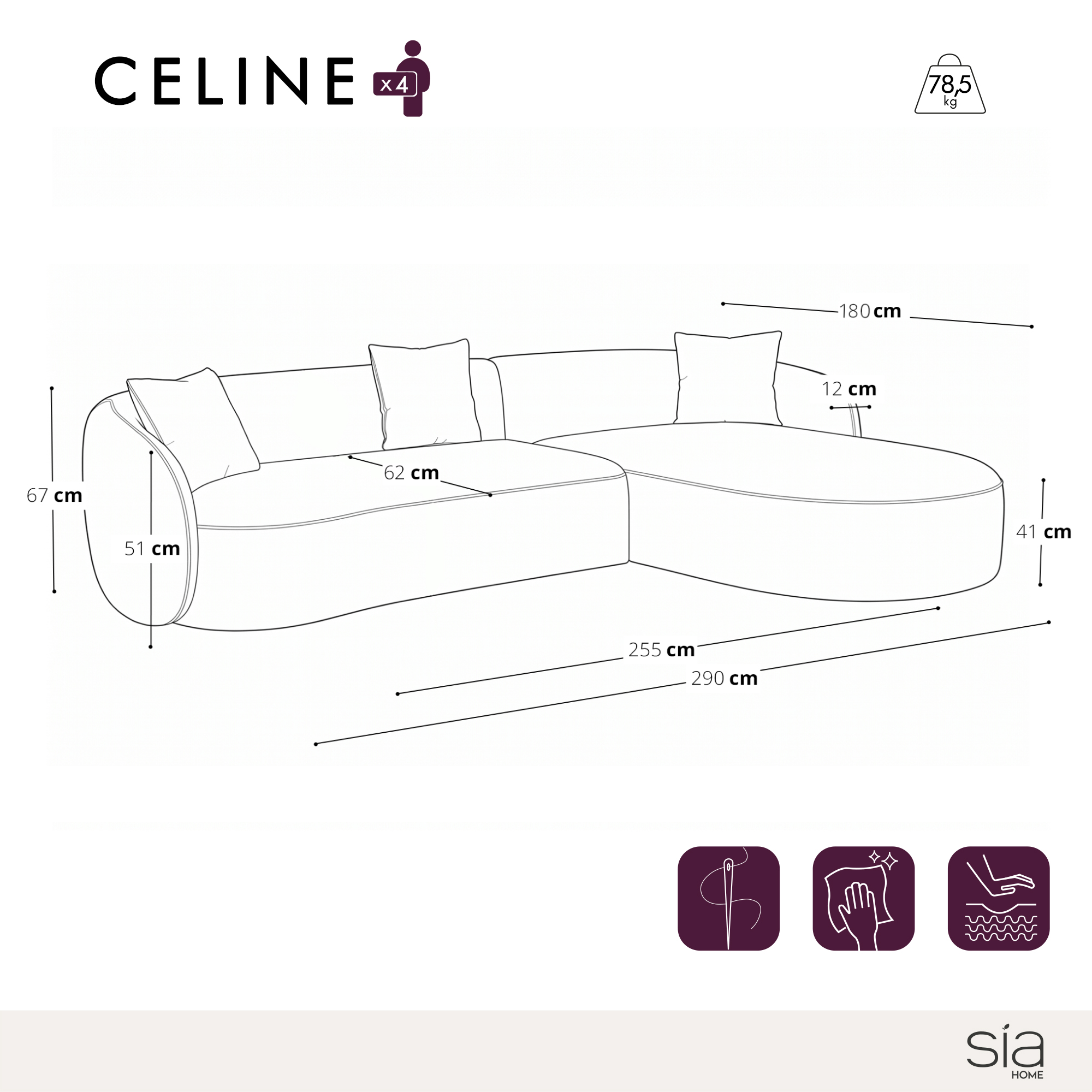 Canapé d'angle droit CELINE