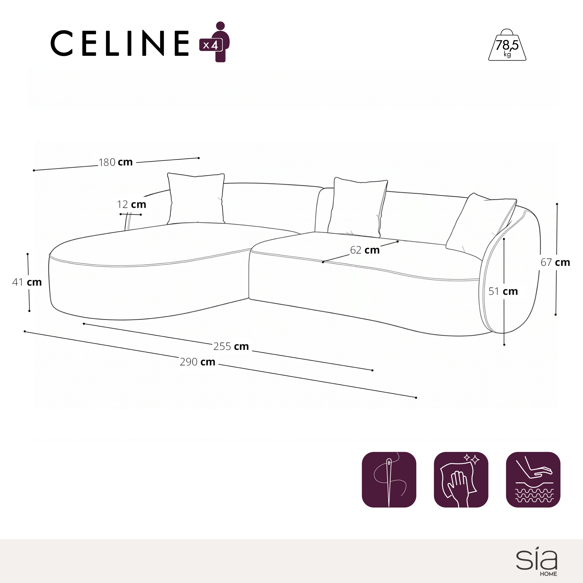 Canapé d'angle gauche CELINE