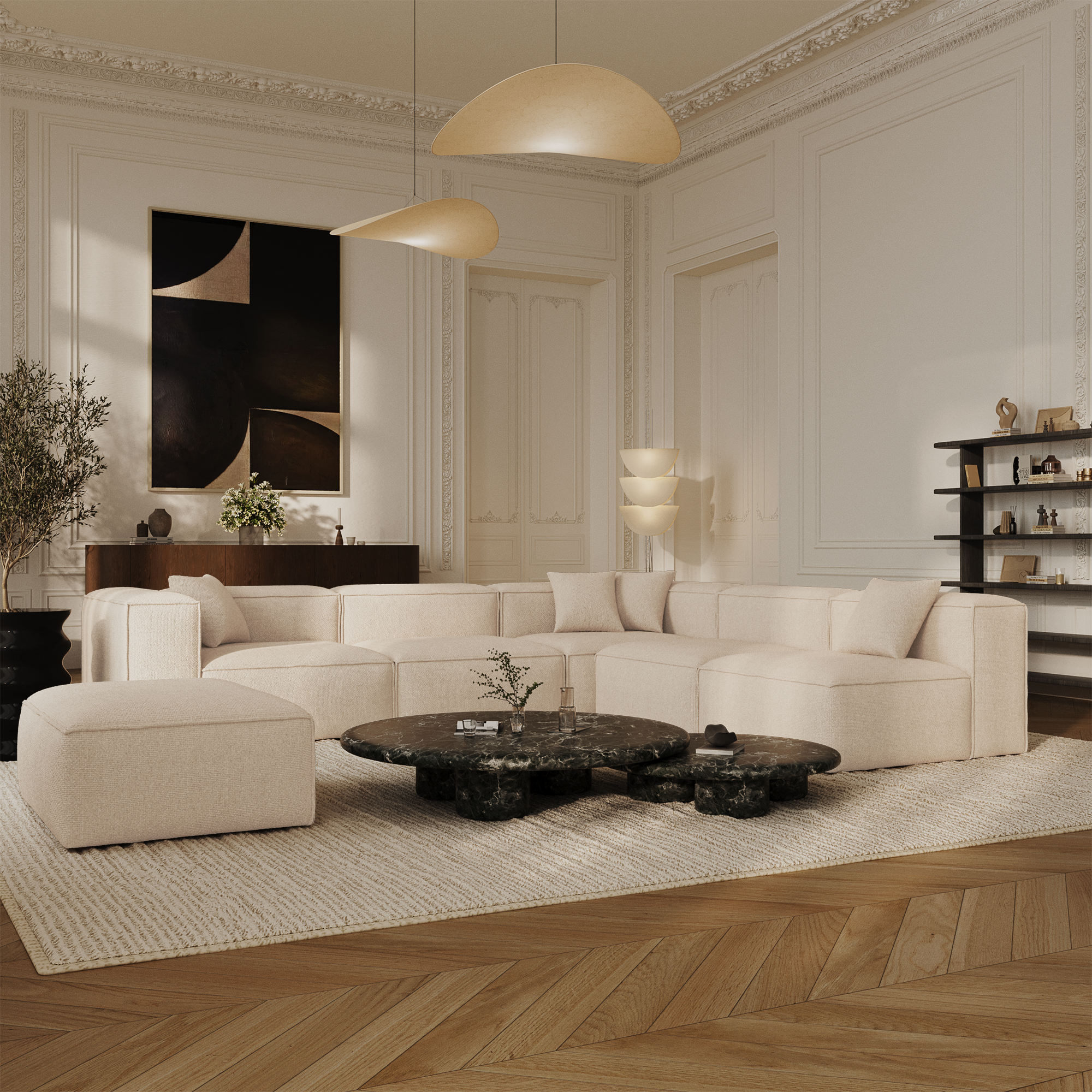 Module d'angle droit Cubi, photo d'ambiance de la collection, Sia Deco