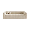 Canapé 3 places Haussmann en velours texturé, coloris beige, hauteur 68 cm, packshot fond blanc, Sia Deco