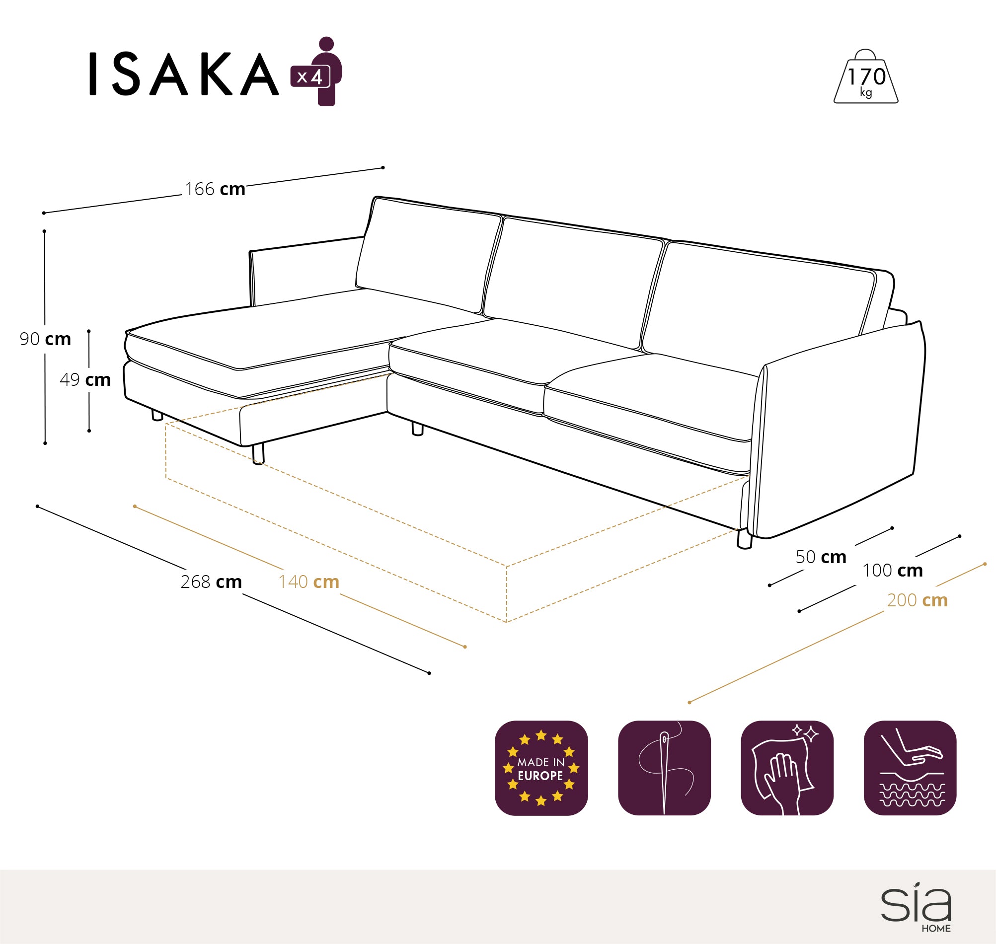Divano convertibile ad angolo sinistro Isaka