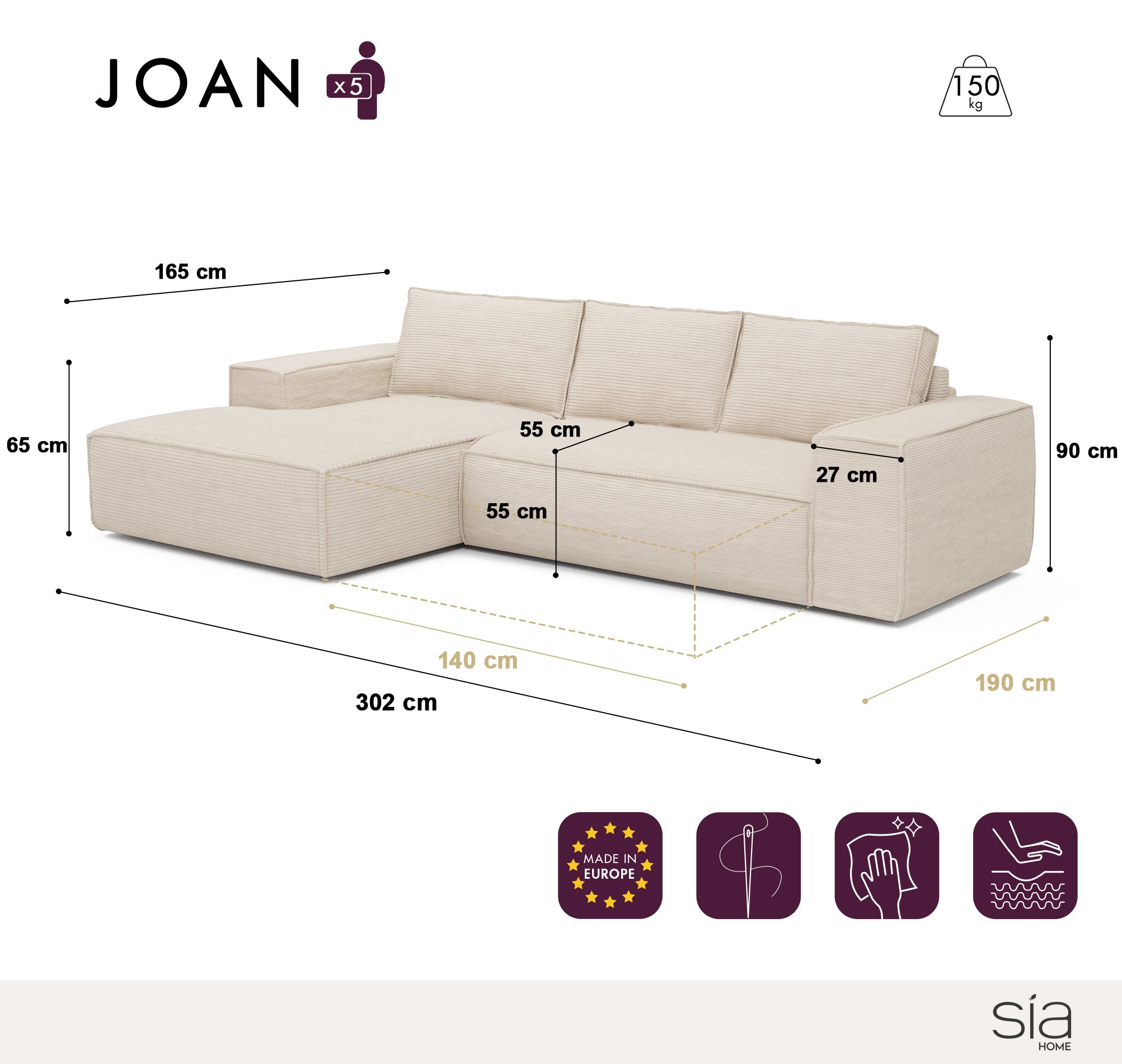 Canapé Convertible d'Angle Gauche Joan