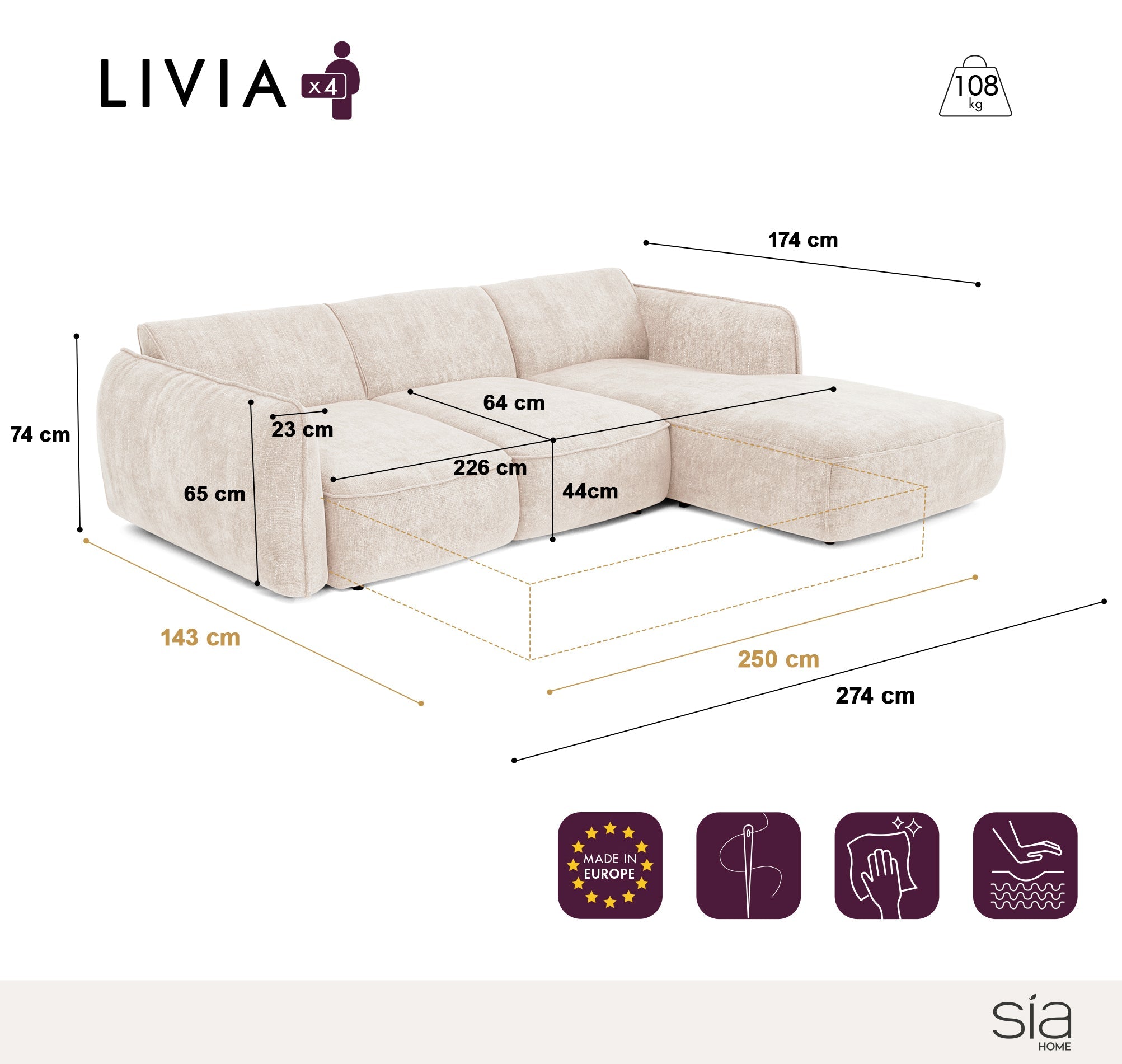 Canapé convertible Angle Droit Livia