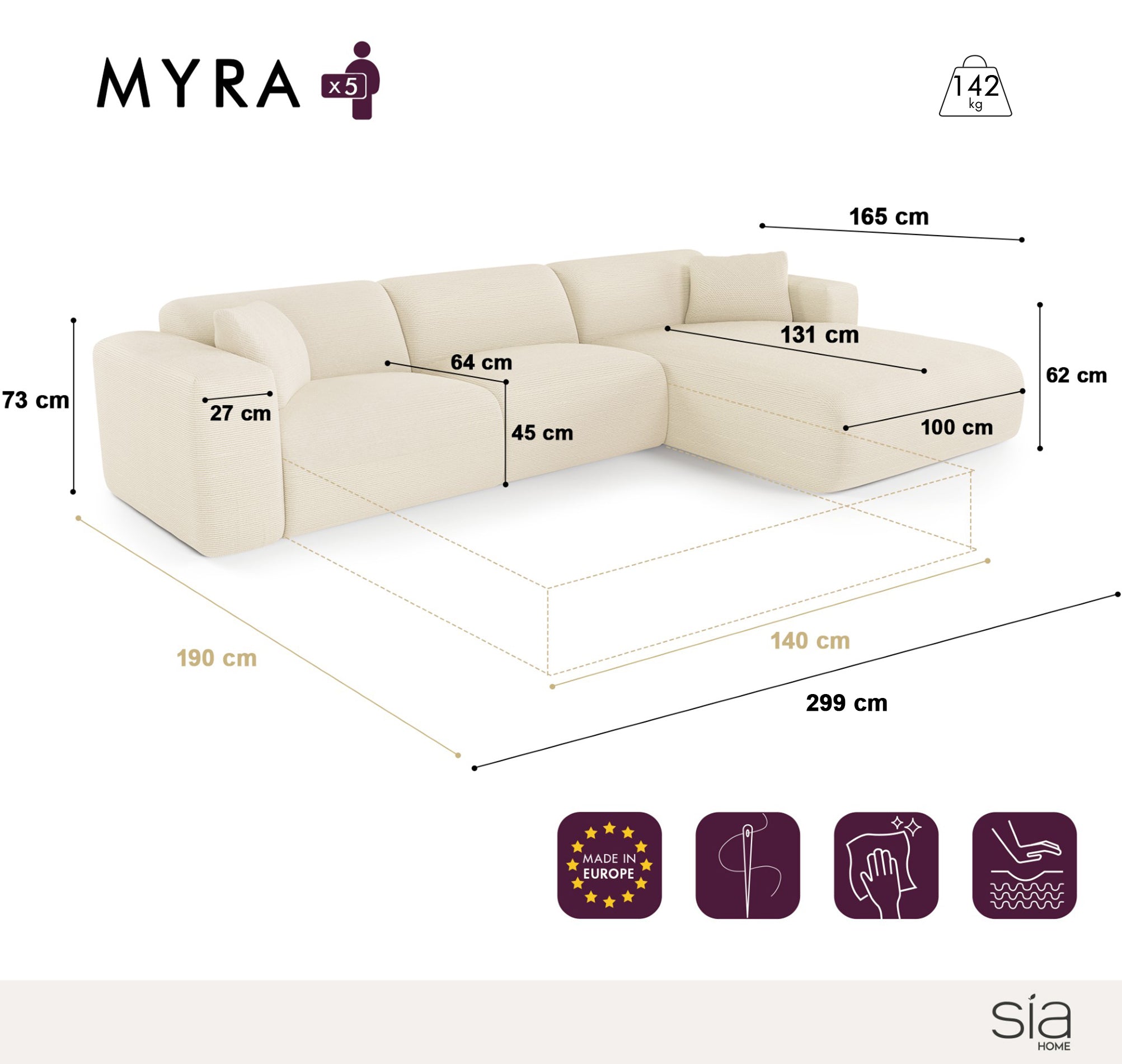 Sofá convertible esquinero derecho Myra