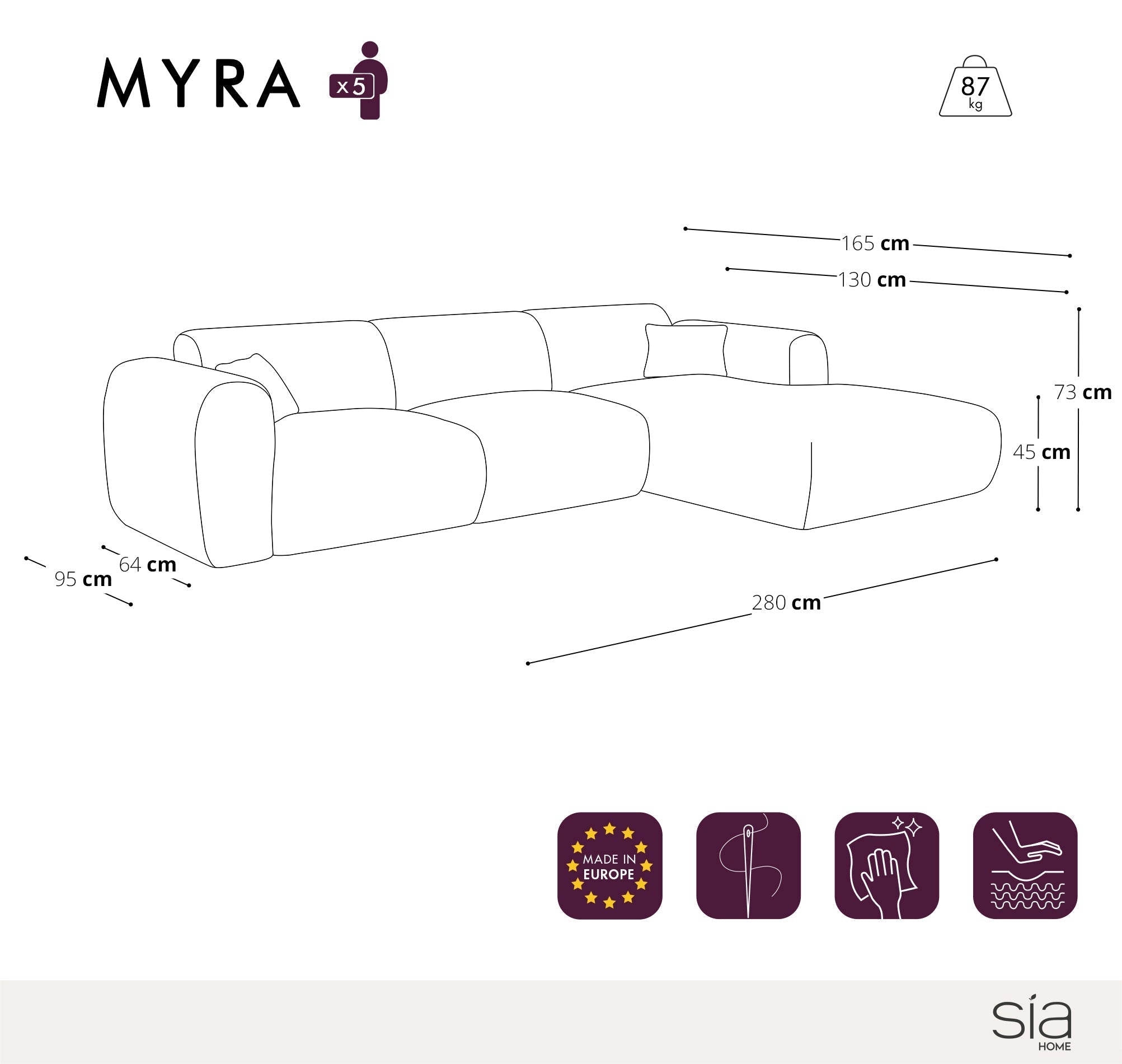 Canapé Grand Angle Droit Myra