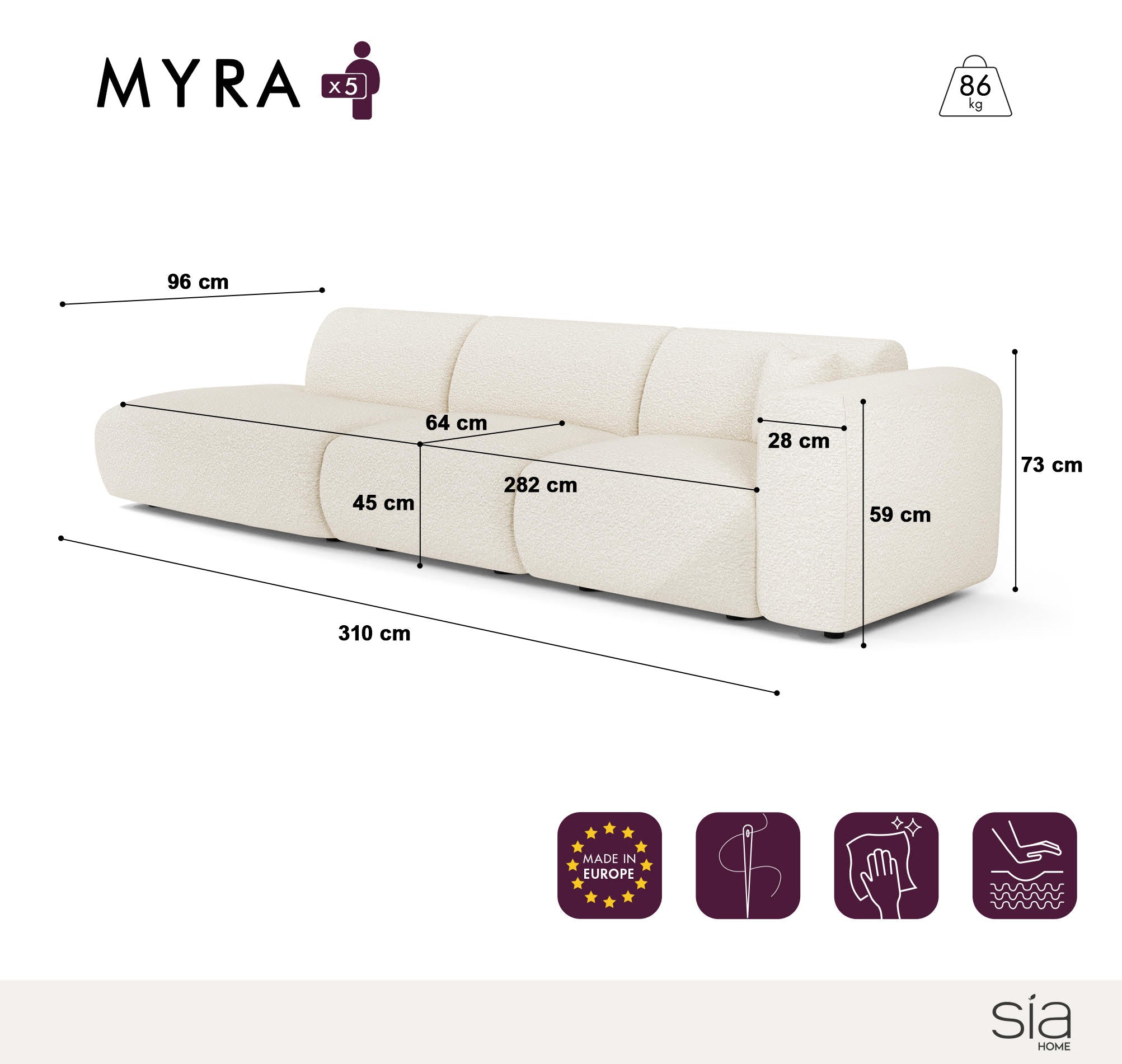Canapé Droit Myra