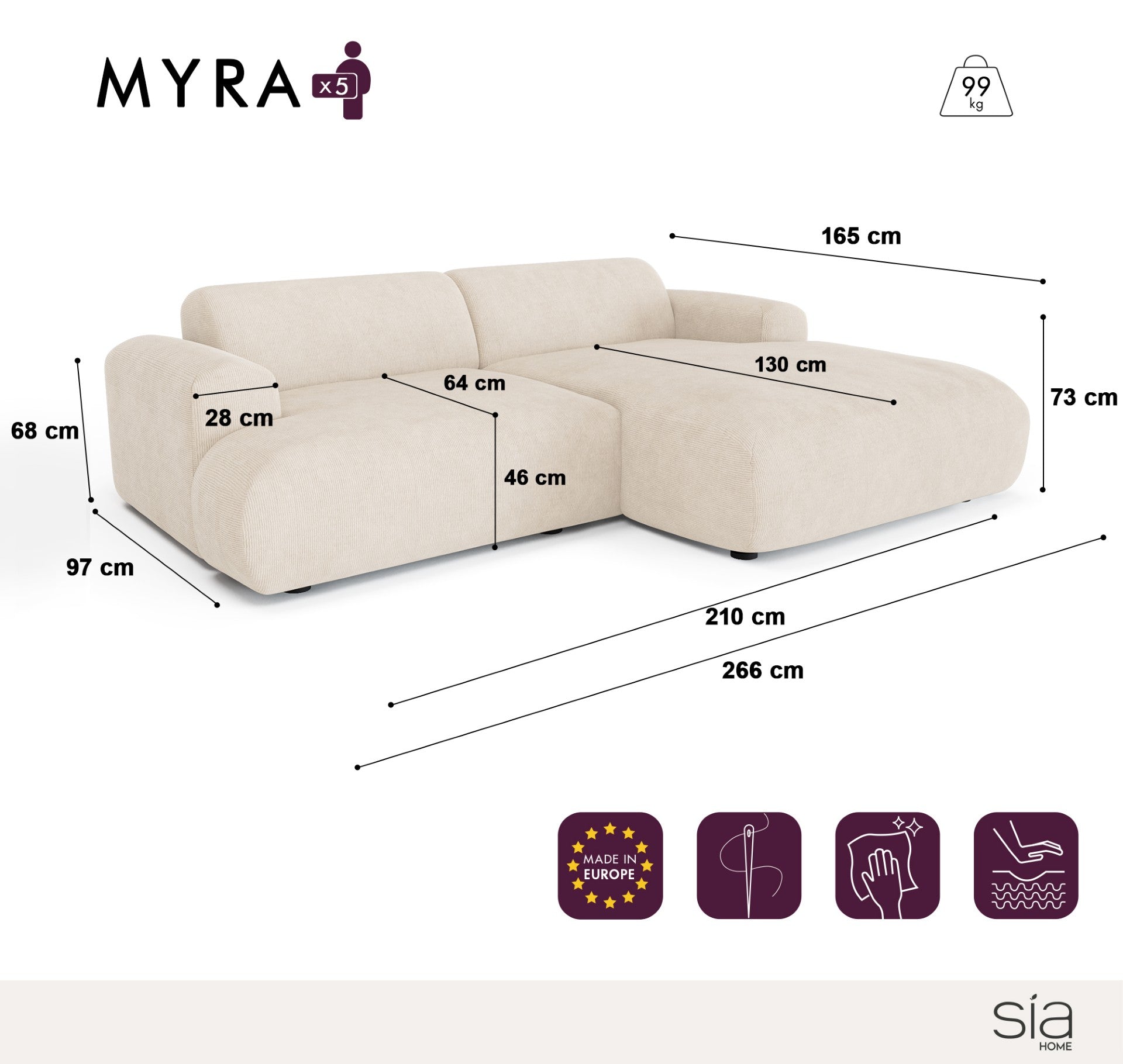 Canapé Angle Droit Myra
