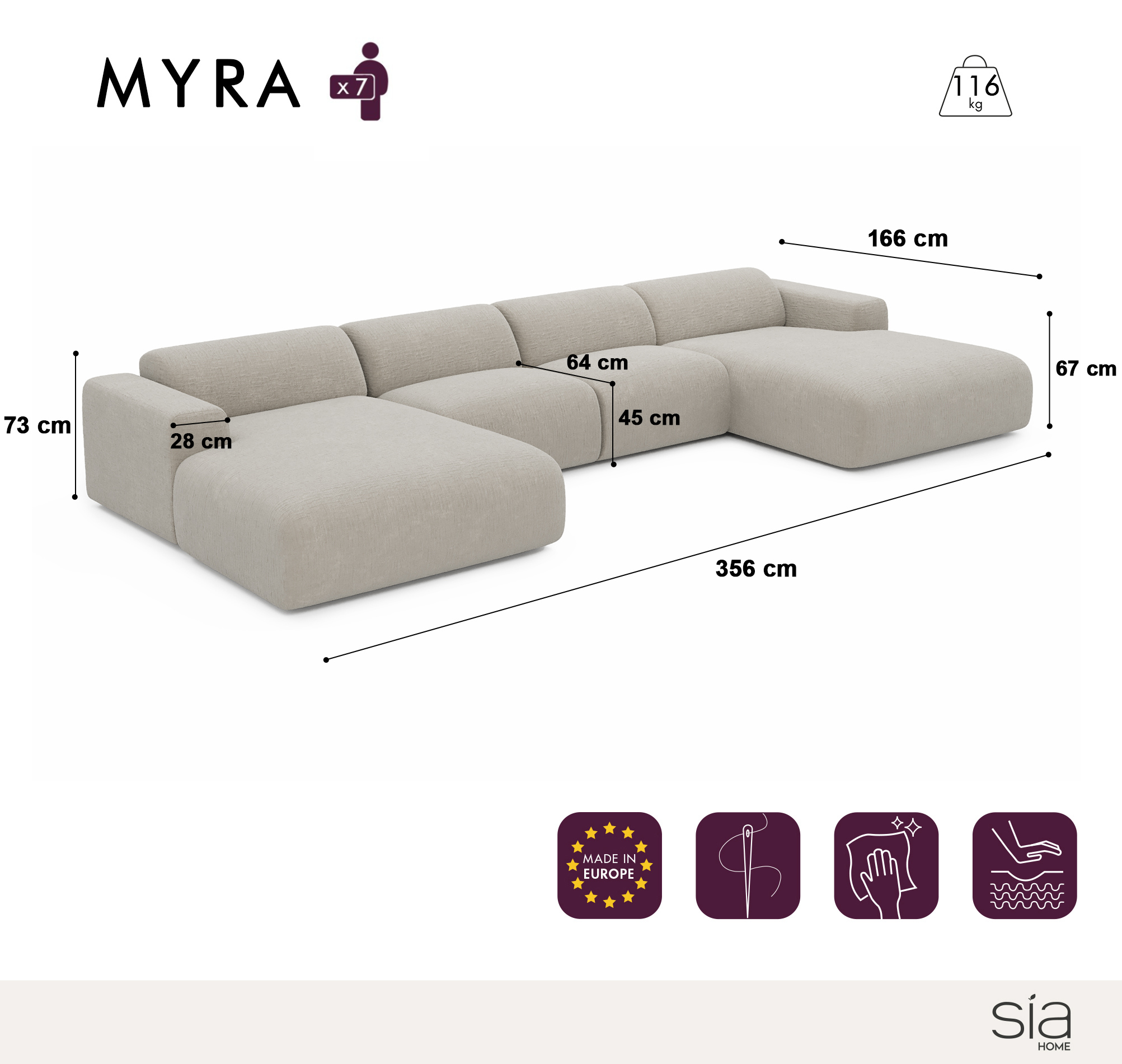 Divano panoramico Myra