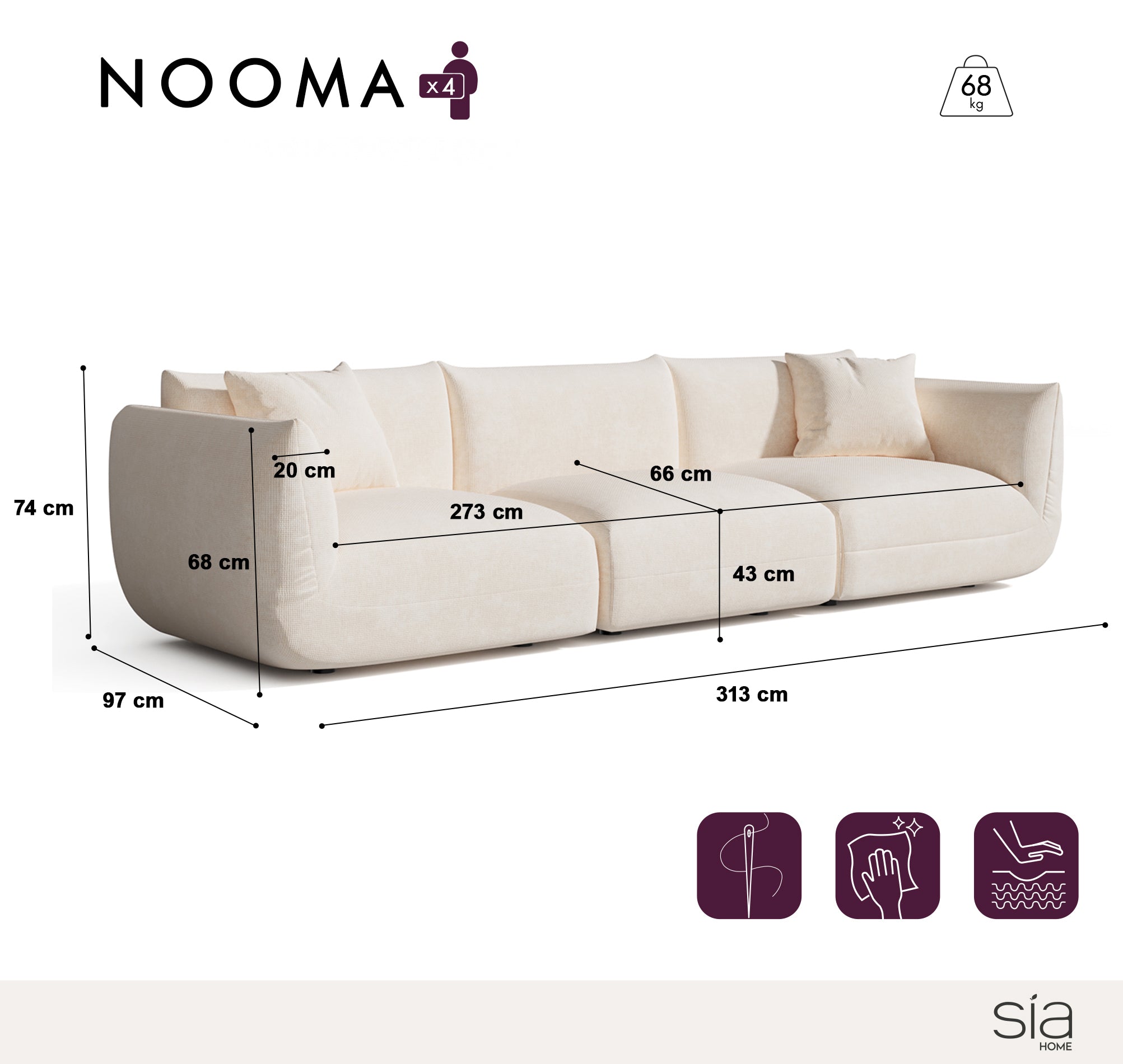 Canapé modulable 4-5 places NOOMA