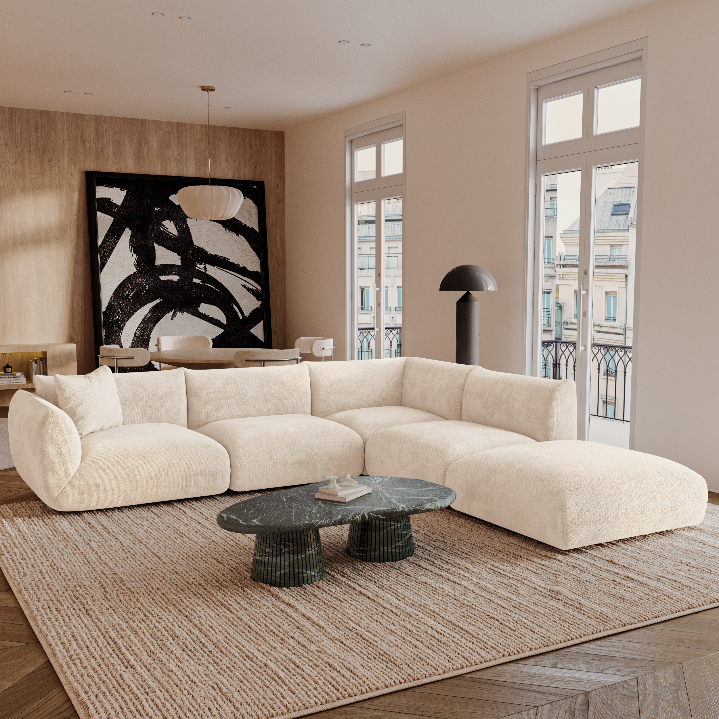 Canapé grand angle droit modulable 7 places Nooma
