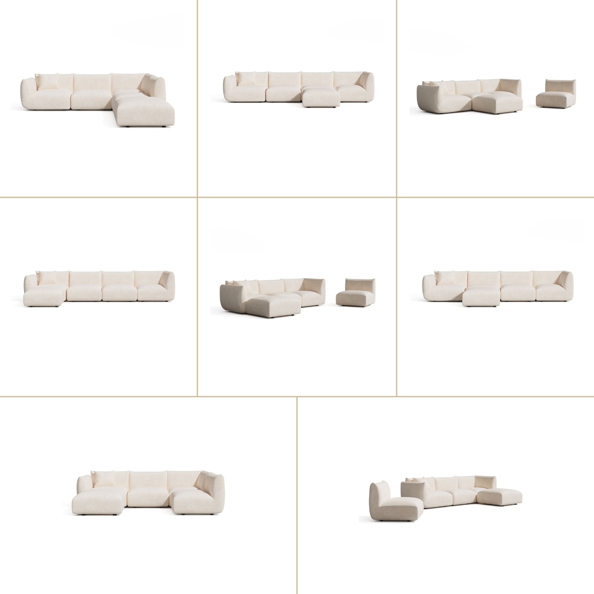 Canapé grand angle droit modulable 7 places Nooma