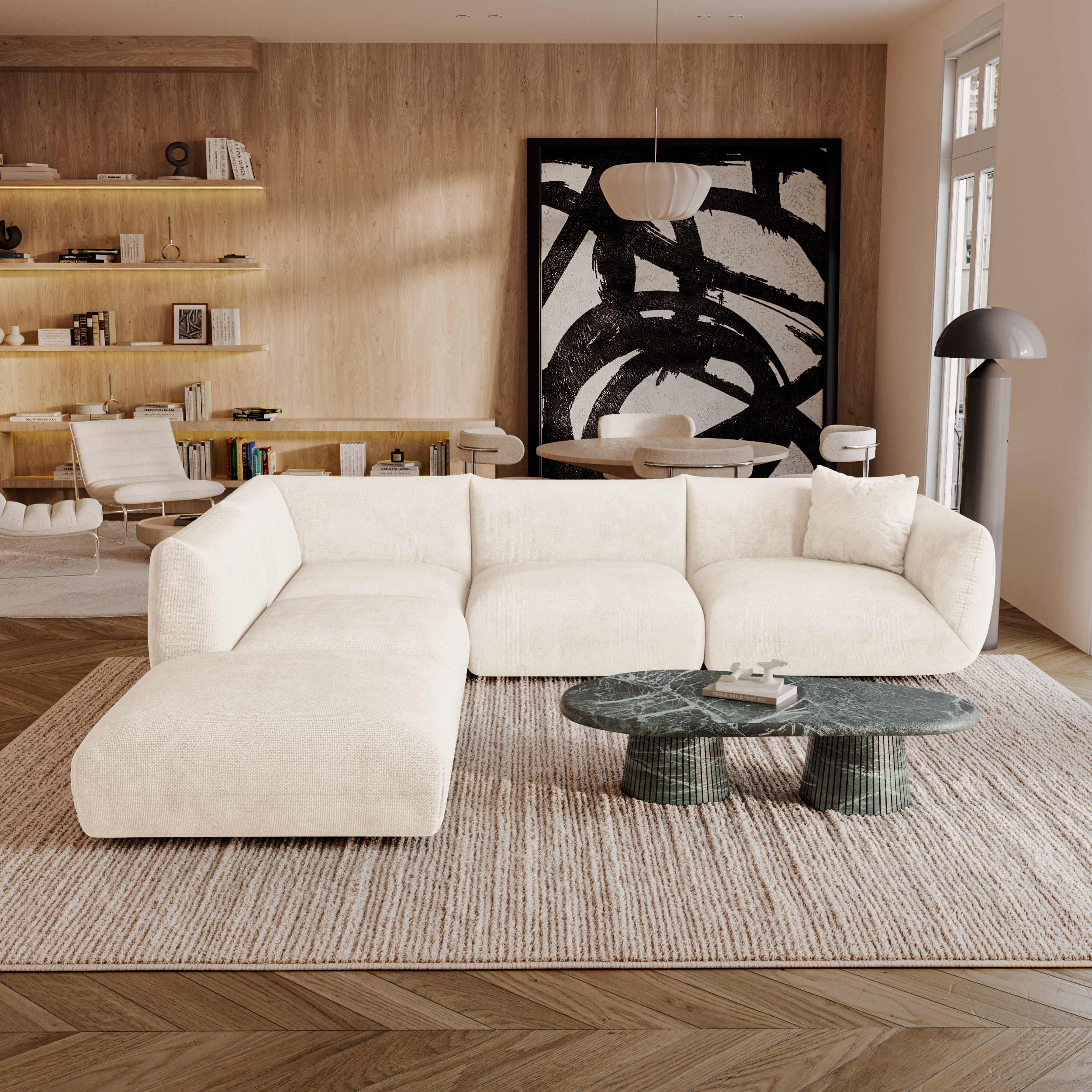 Canapé grand angle gauche modulable 7 places Nooma