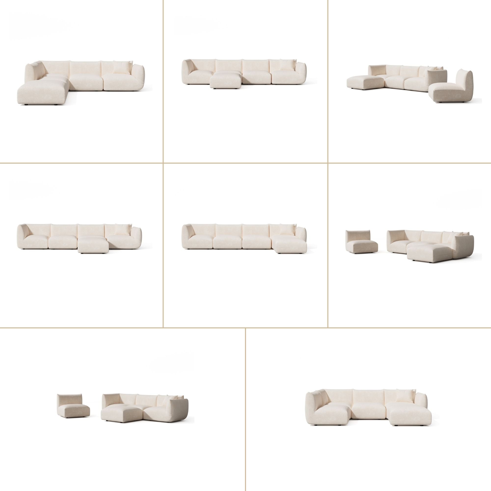 Canapé grand angle gauche modulable 7 places Nooma