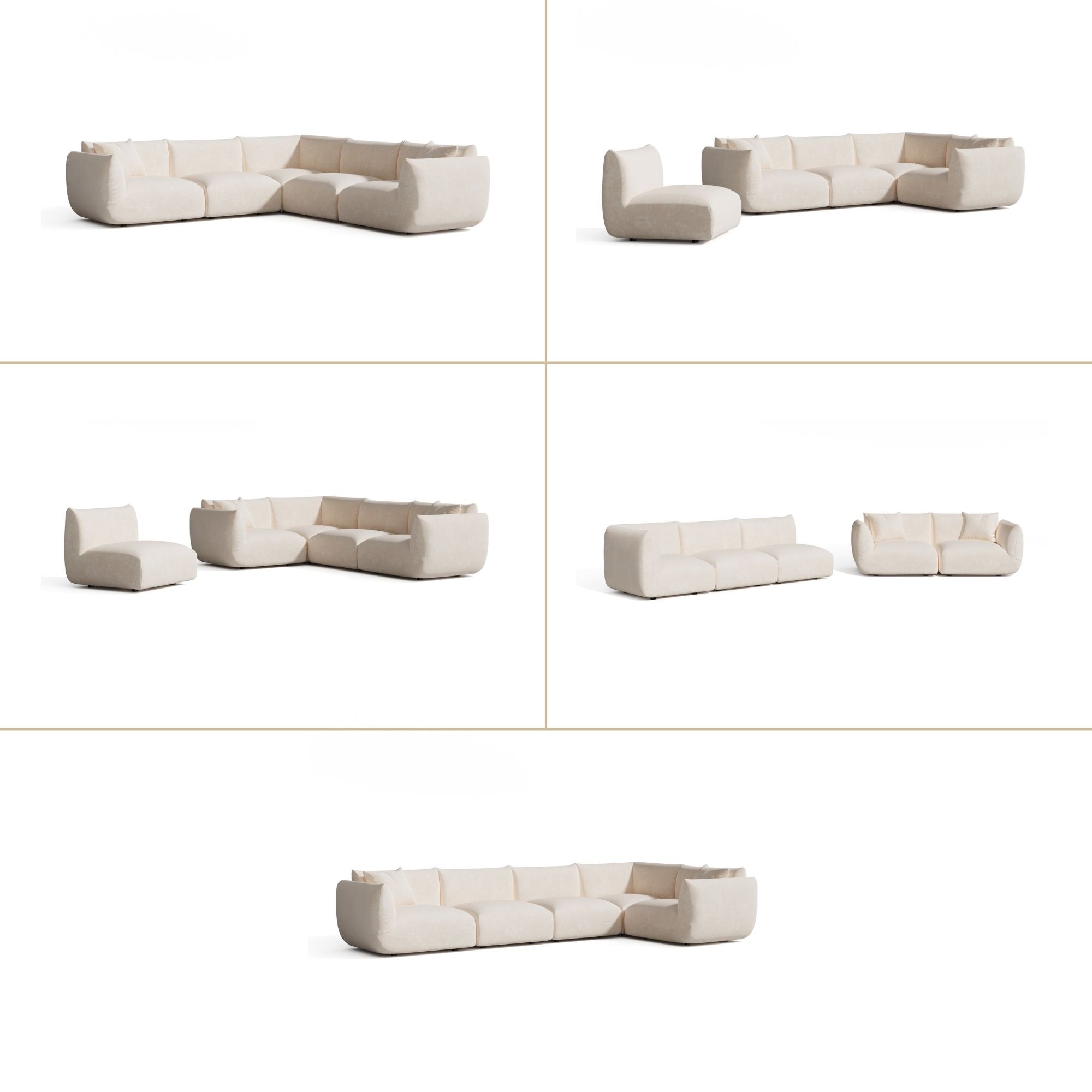 Canapé d'angle panoramique modulable 7-8 places Nooma