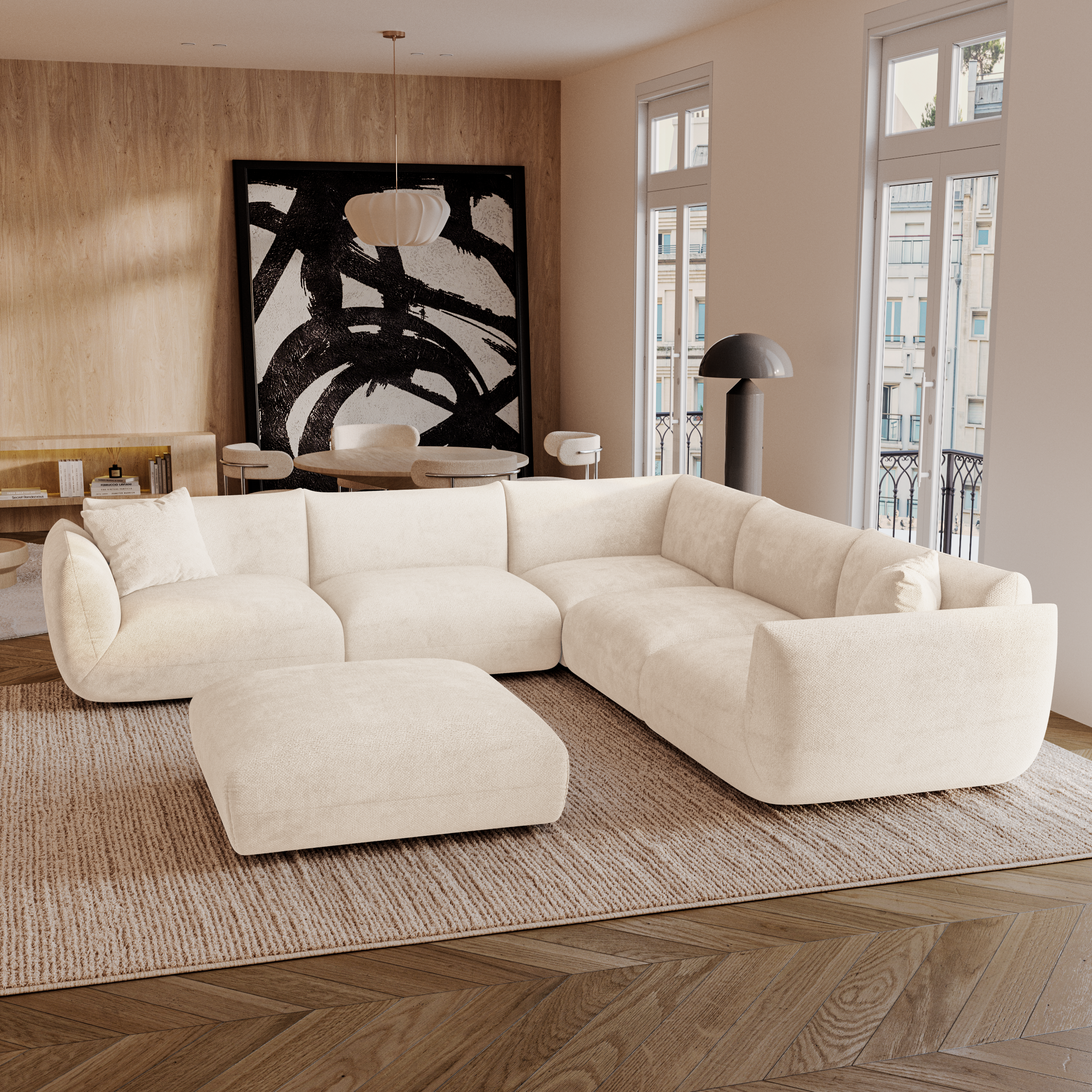 Canapé d'angle panoramique modulable 8 places Nooma