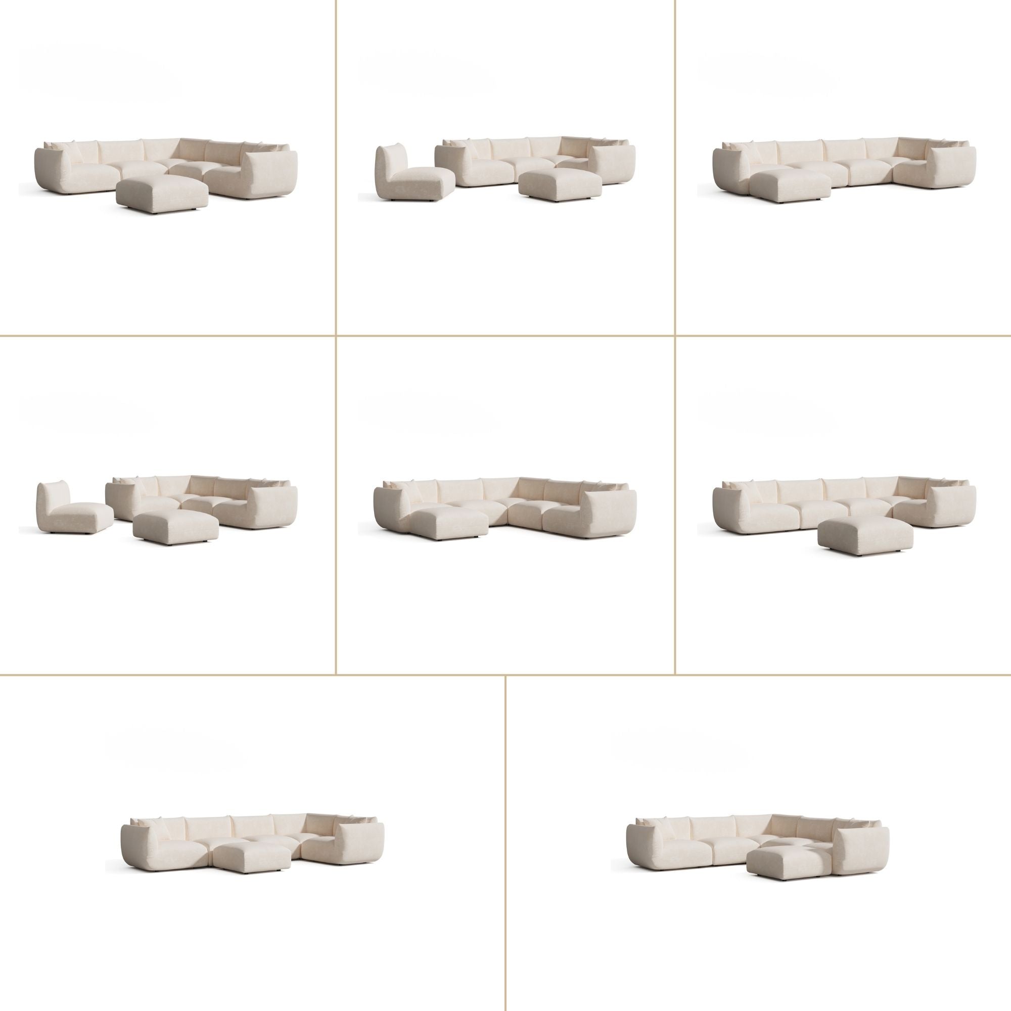 Canapé d'angle panoramique modulable 8 places Nooma