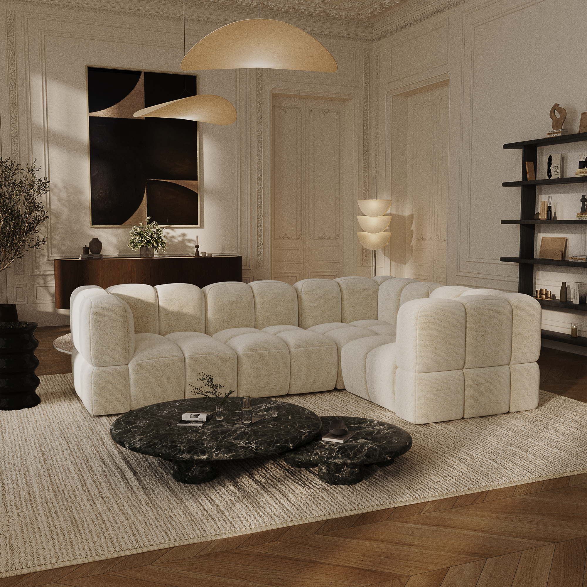 Canapé d'angle droit modulable NUBI