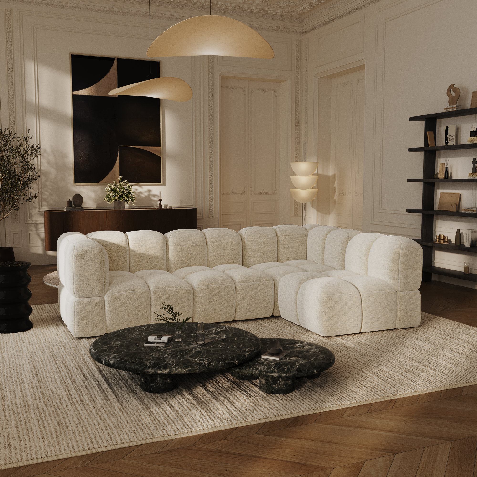 Canapé d'angle droit modulable NUBI