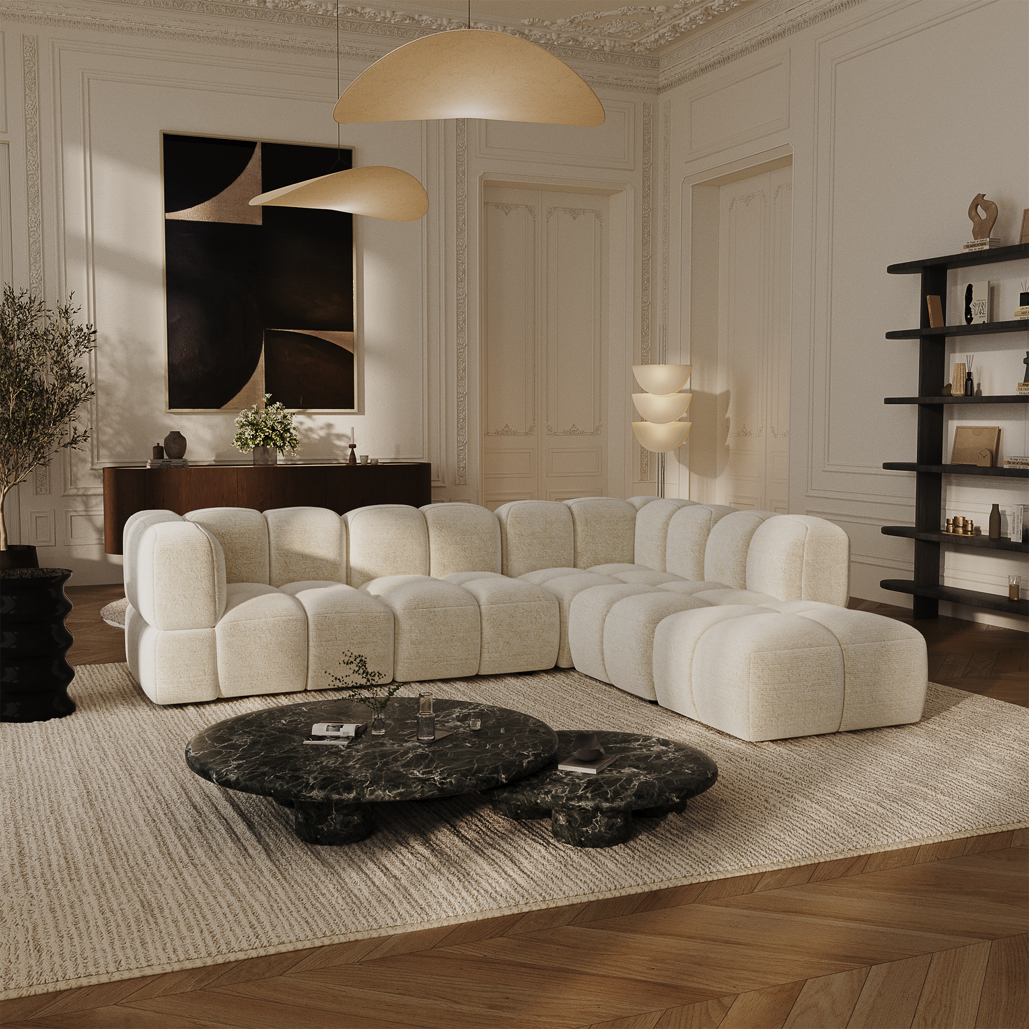 Canapé grand angle droit modulable NUBI