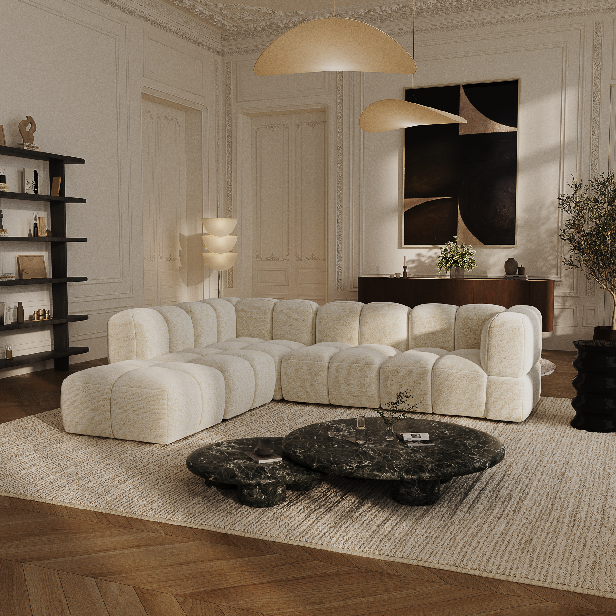 Canapé grand angle gauche modulable NUBI