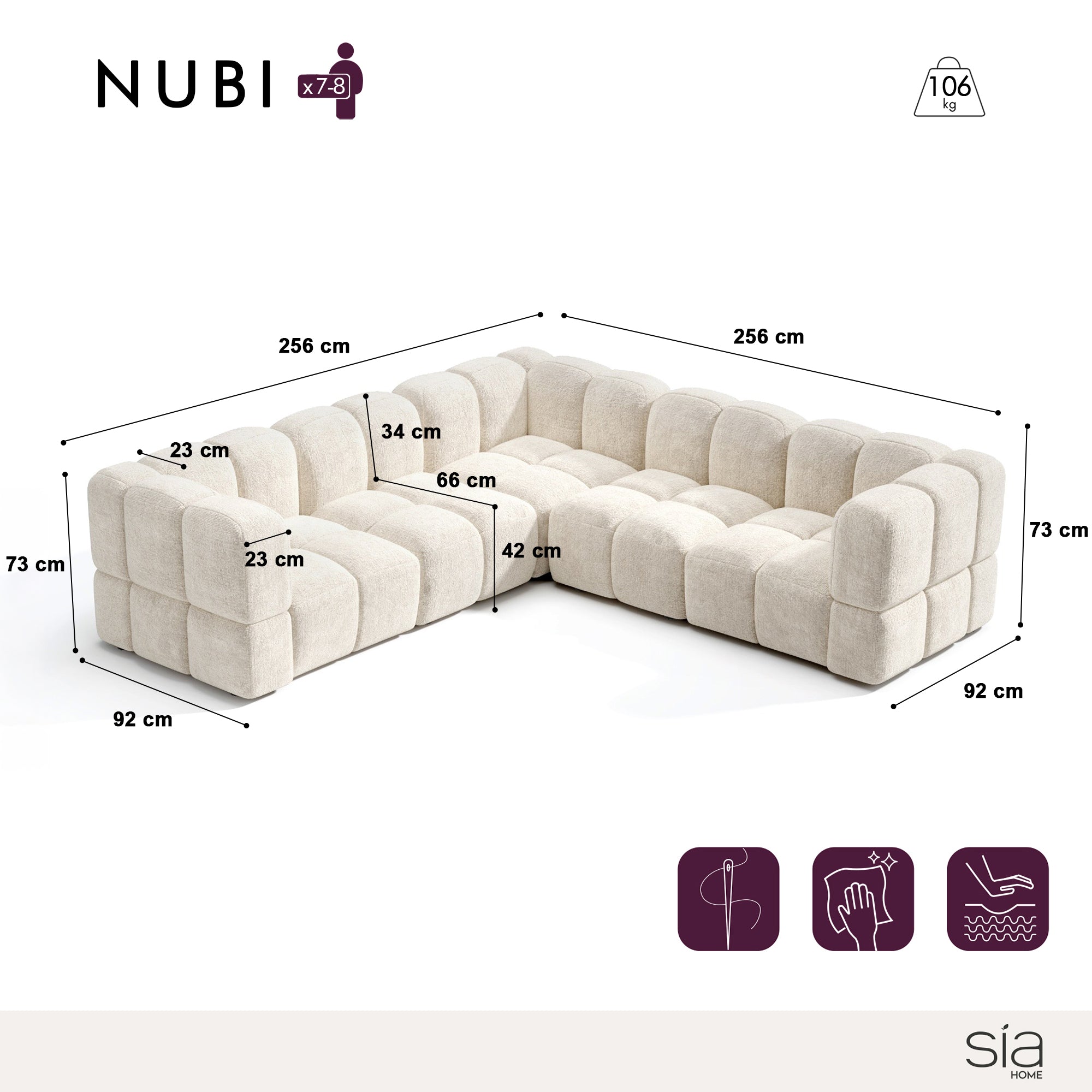 Canapé d'angle panoramique modulable NUBI