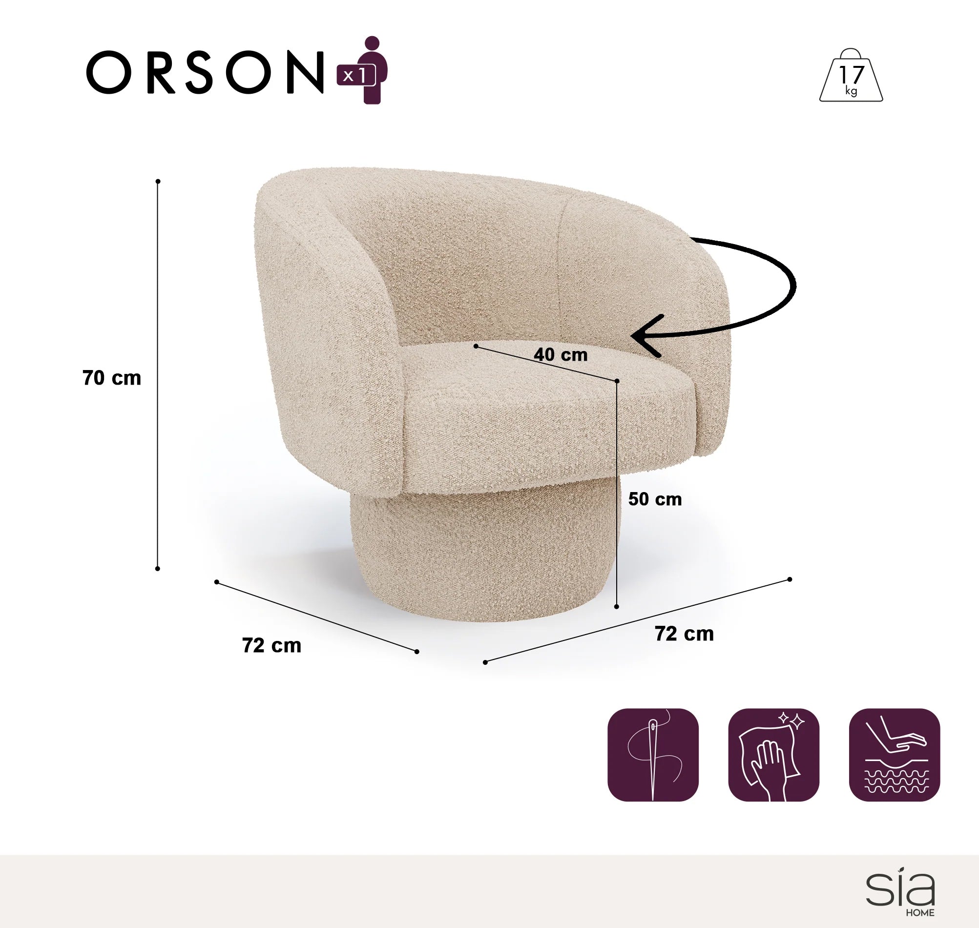 Sillón giratorio Orson