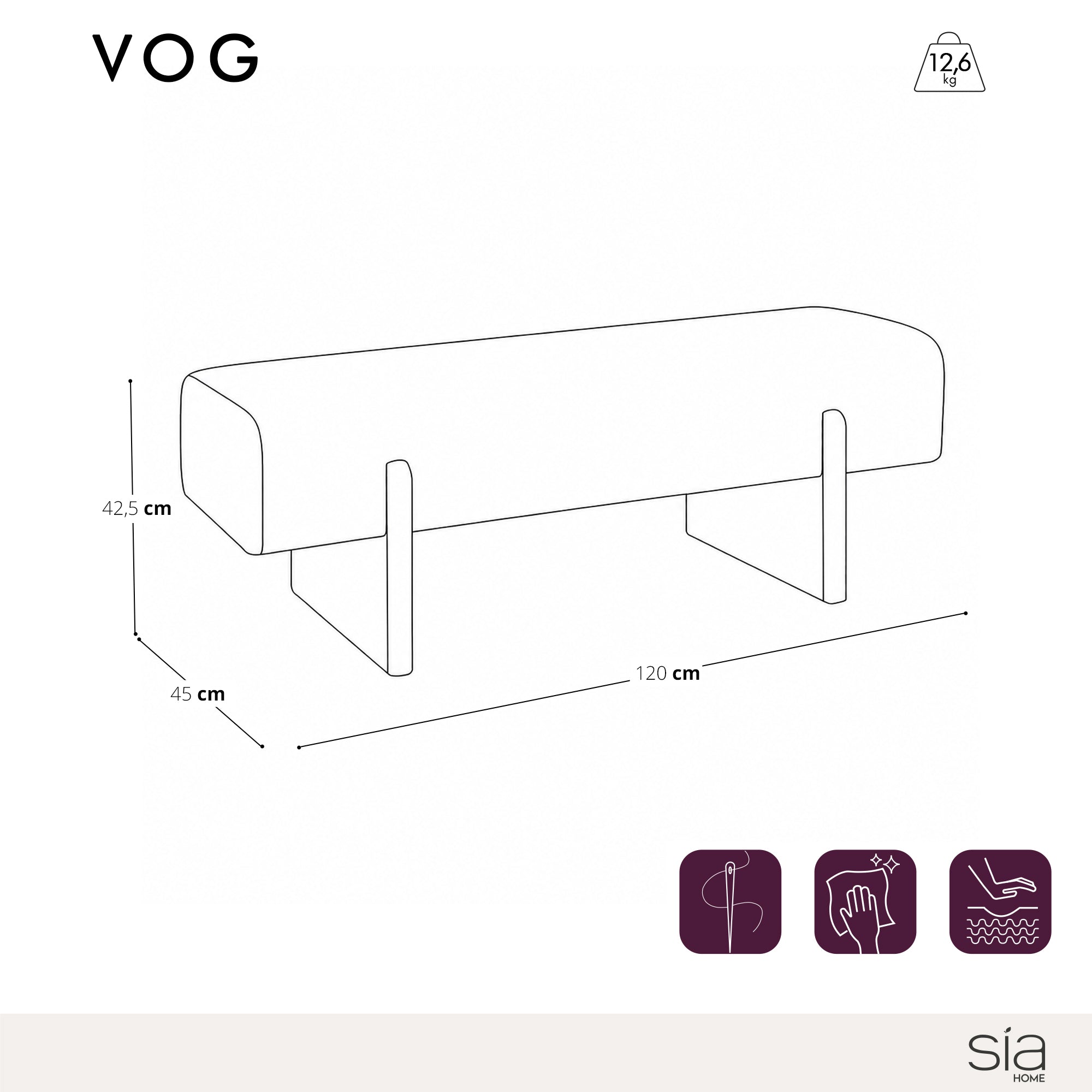 Banc VOG tissu bouclette