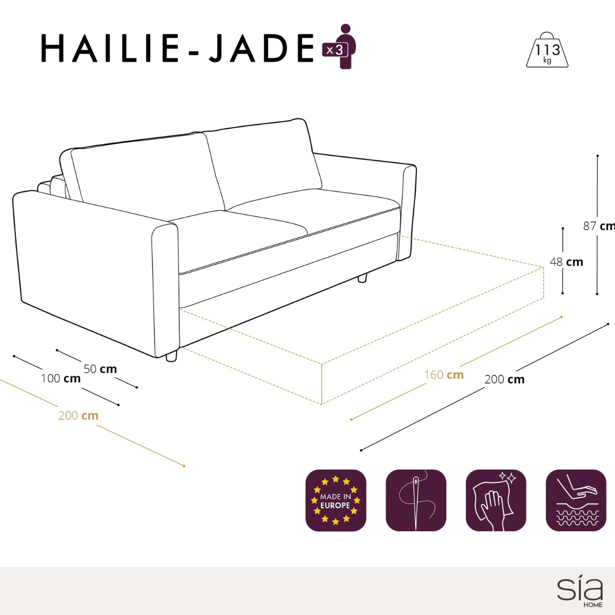Sofá convertible Hailie-Jade