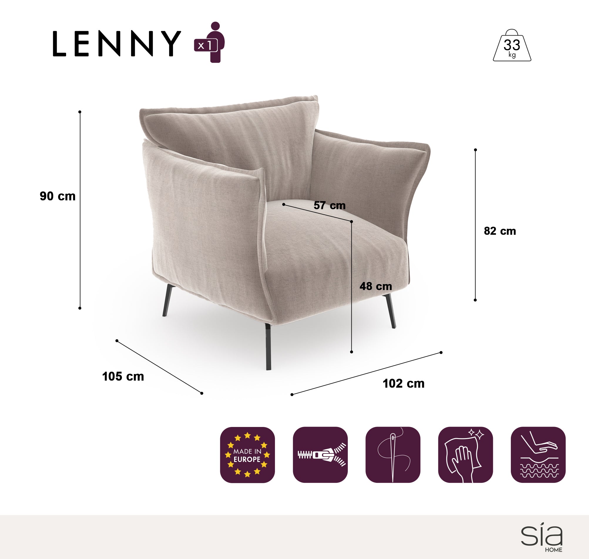 Fauteuil LENNY Tissu effet cuir vintage