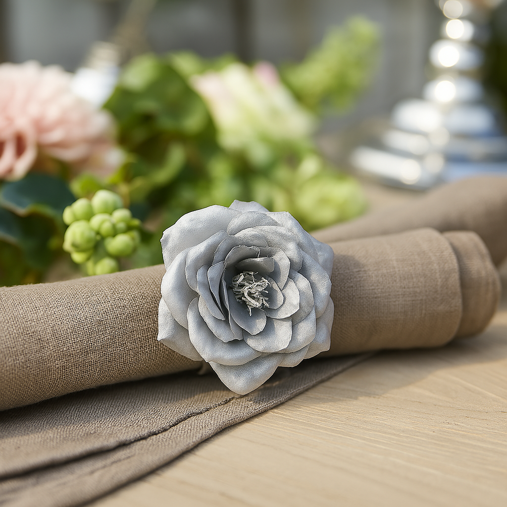 Ronds de Serviette Roses effet métallique