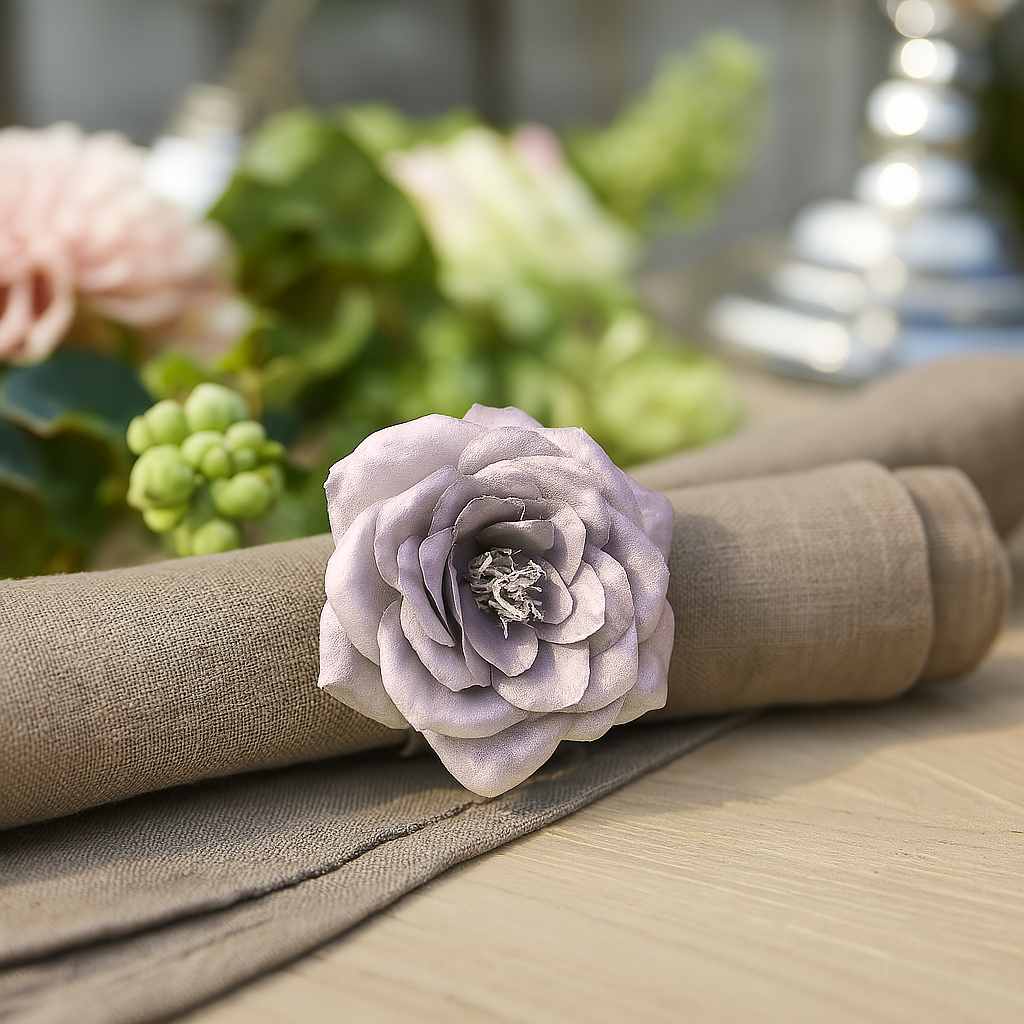 Ronds de Serviette Roses effet métallique