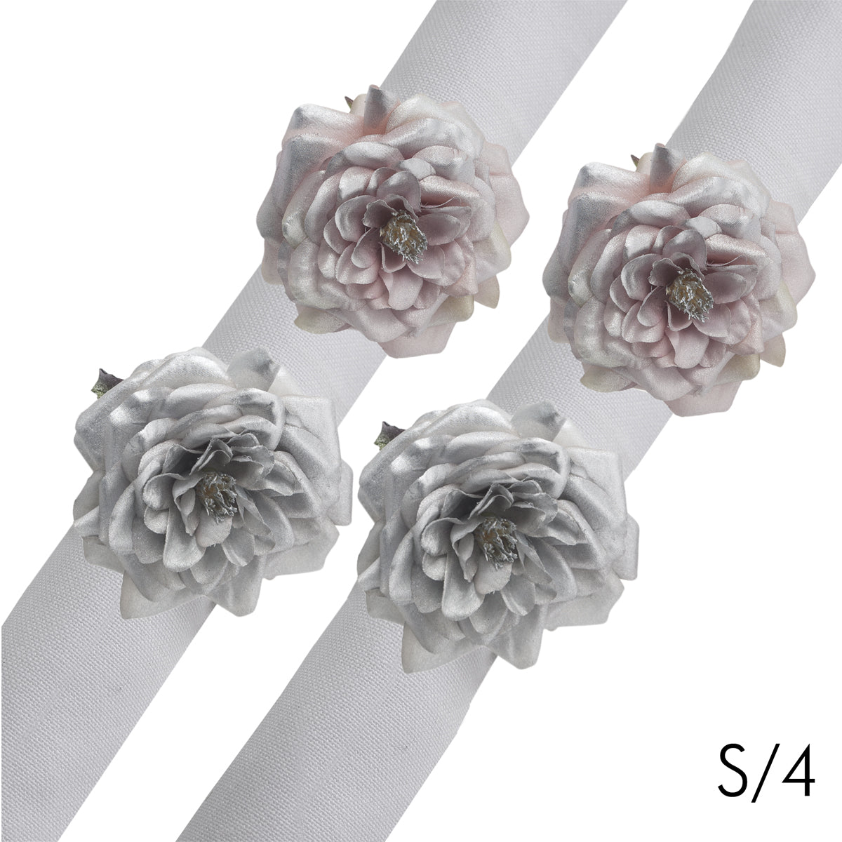 Ronds de Serviette Roses effet métallique