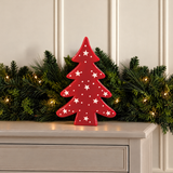 Statue Sapin de Noël Holly 15 cm rouge en porcelaine, photo d'ambiance
