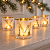 Photophores de Noël Xmas blanc en verre, photo d'ambiance