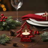 Porte-Bougie de Noël Holly rouge en céramique