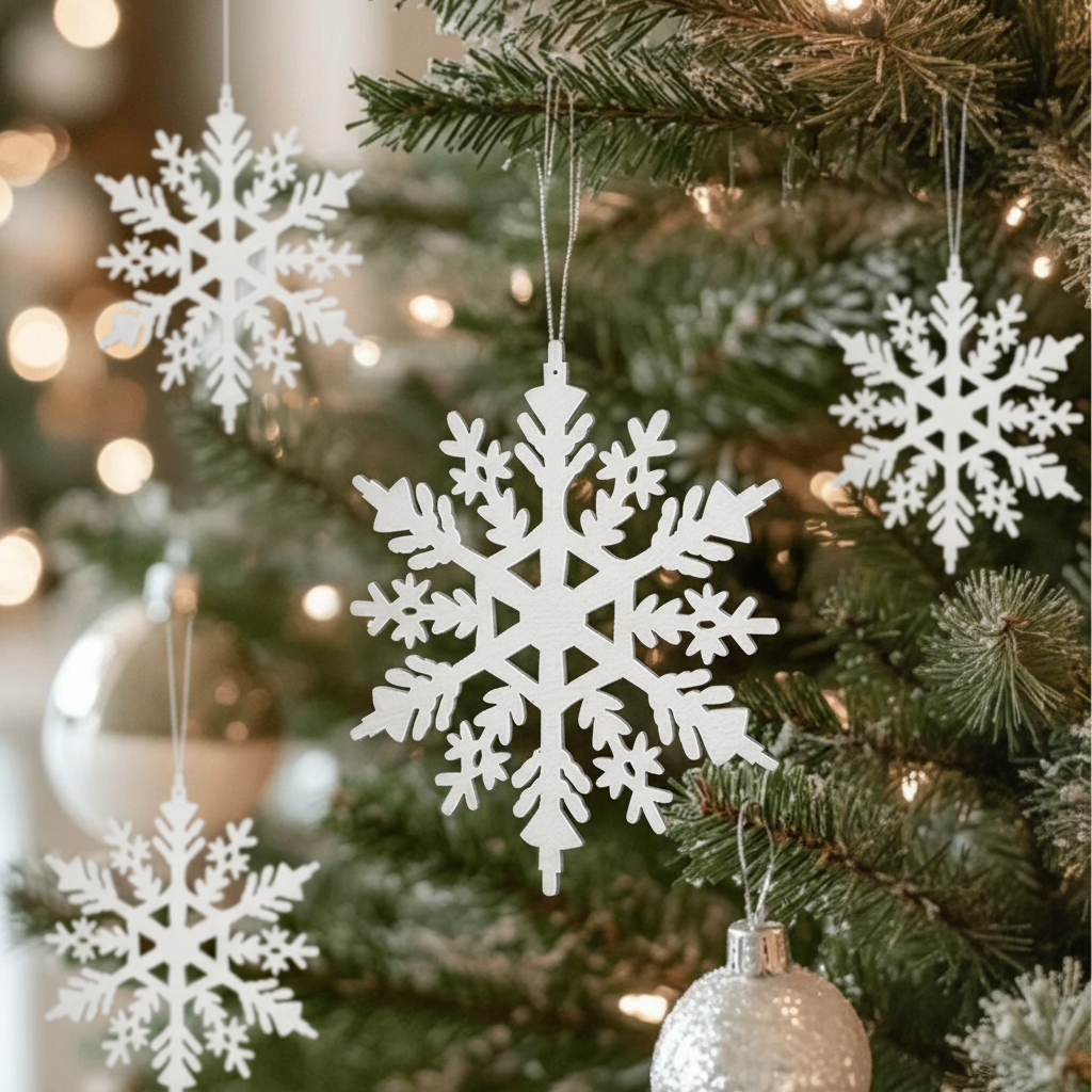 Sospensione di Natale fiocchi di neve in legno d39