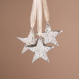 Suspension de Noël Étoile Métal 10 cm argenté en fer, packshot fond beige