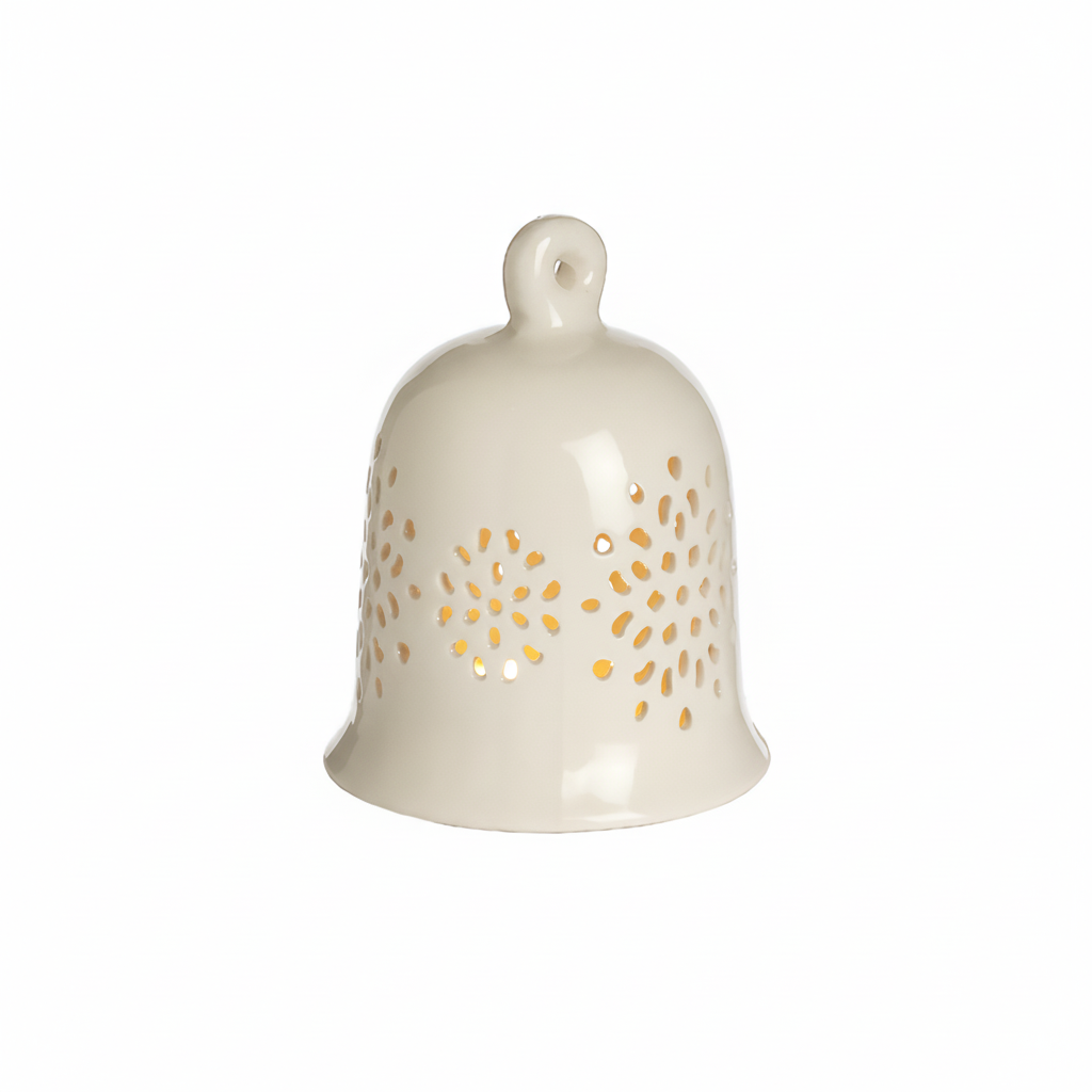 Suspension de Noël Cloche à LED beige en grès