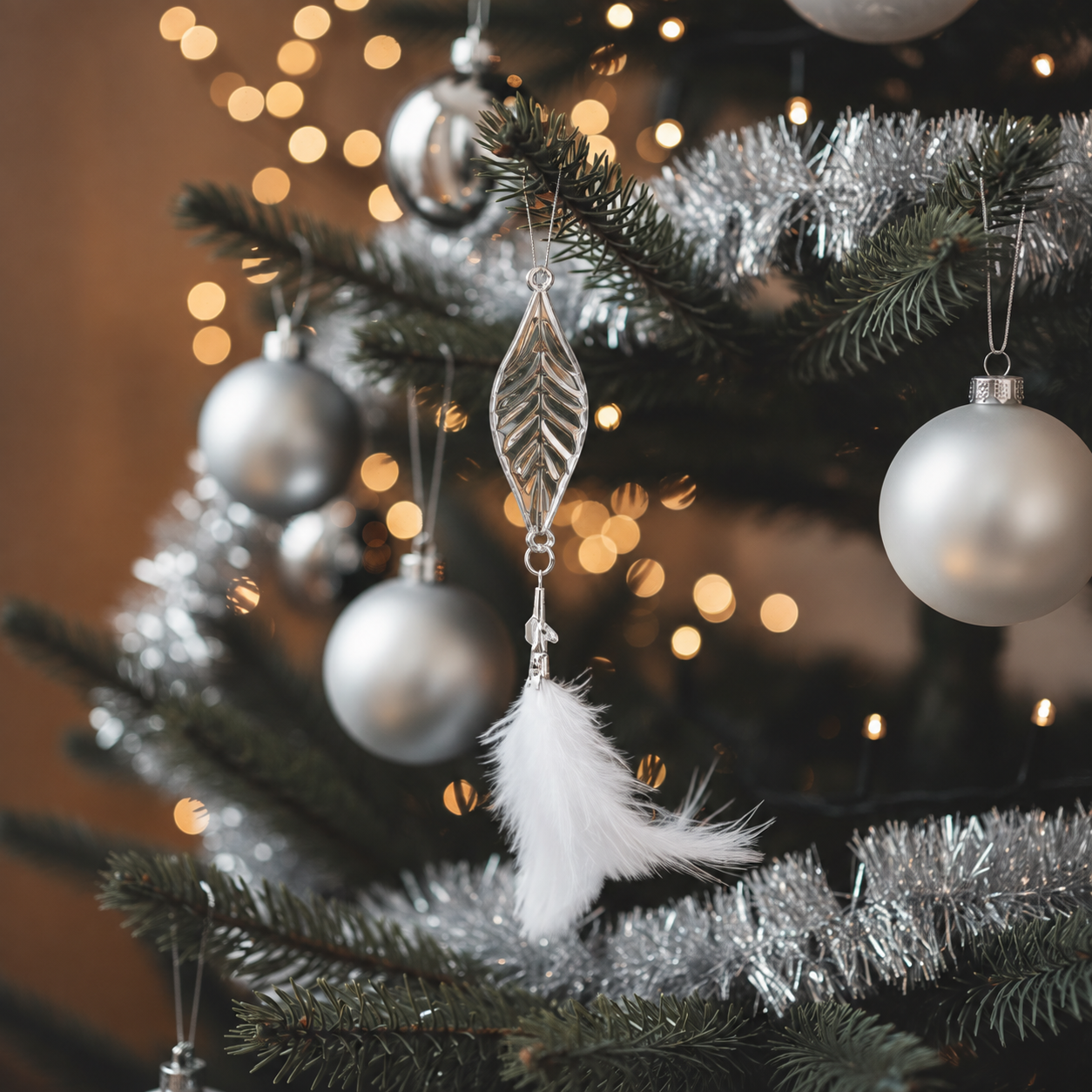 Suspension de Noël Plumes blanc en plumes