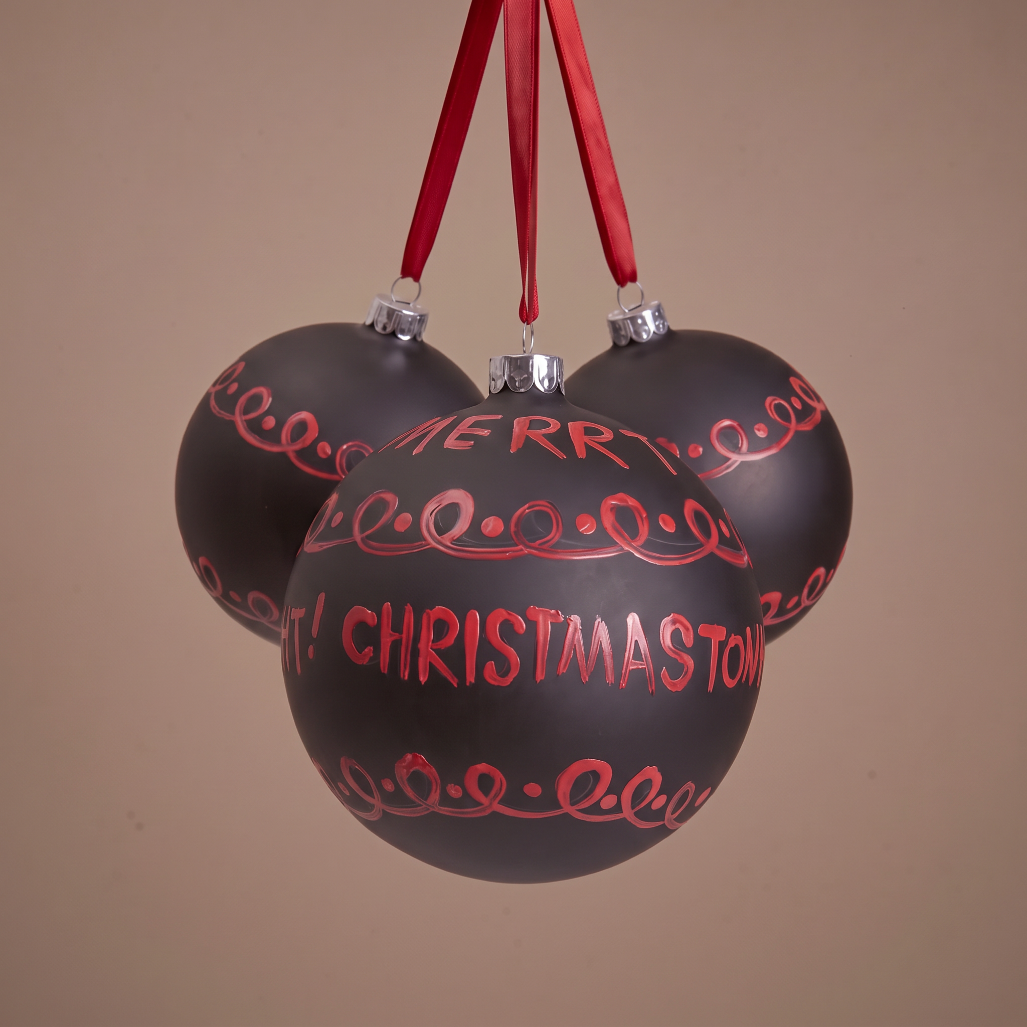 Boule de Noël Graphique Merry Christmas Rouge