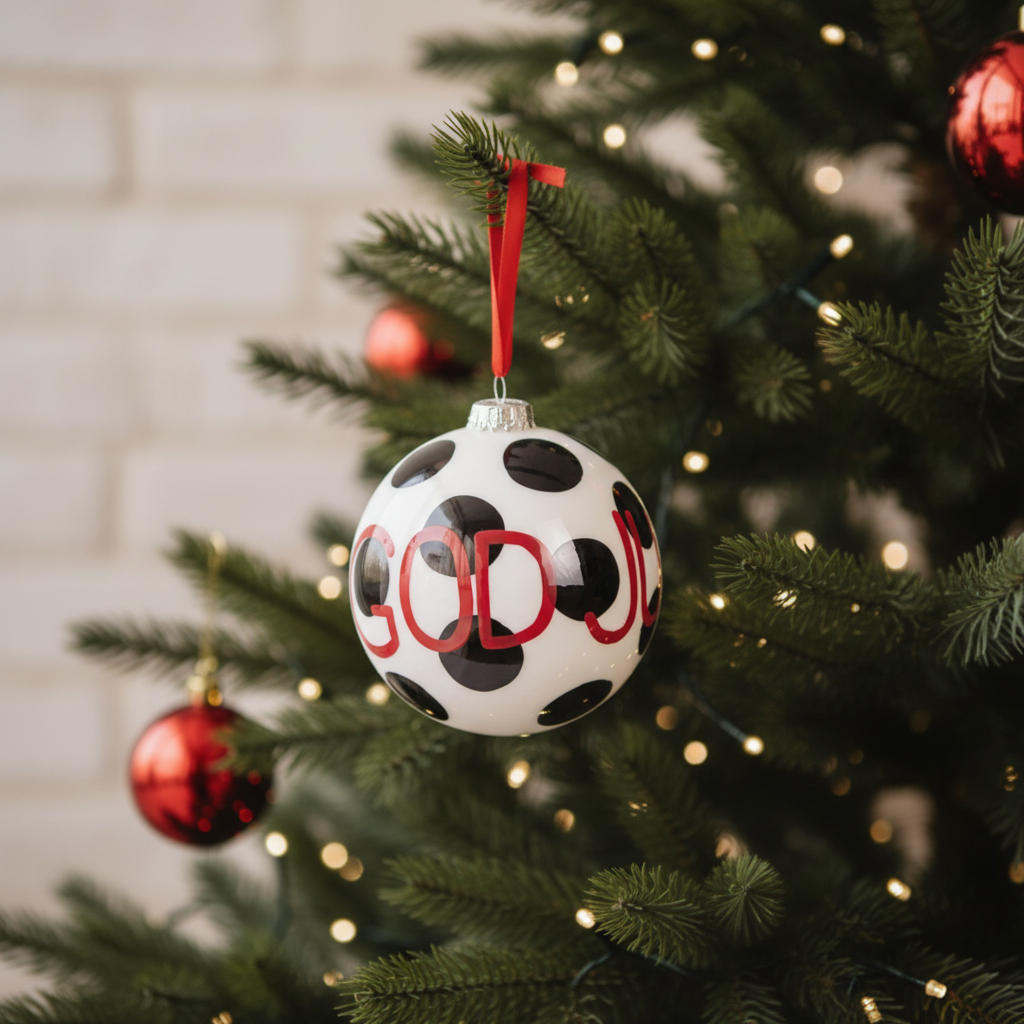 Boule de Noël Graphique God Jul rouge en verre
