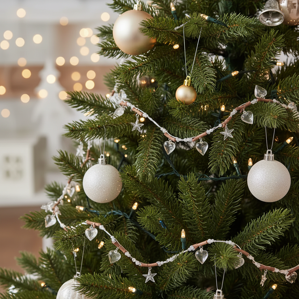 Guirlande de Coeurs et d'Étoiles Noël transparent en verre