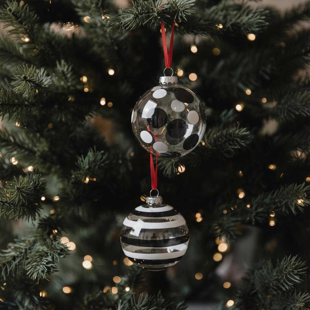 Boules de Noël Graphiques Transparentes noir en verre