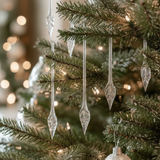 2 foglie di Natale appese in vetro trasparente