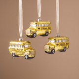Suspension de Noël Pop School Bus jaune en verre soufflé, packshot fond beige